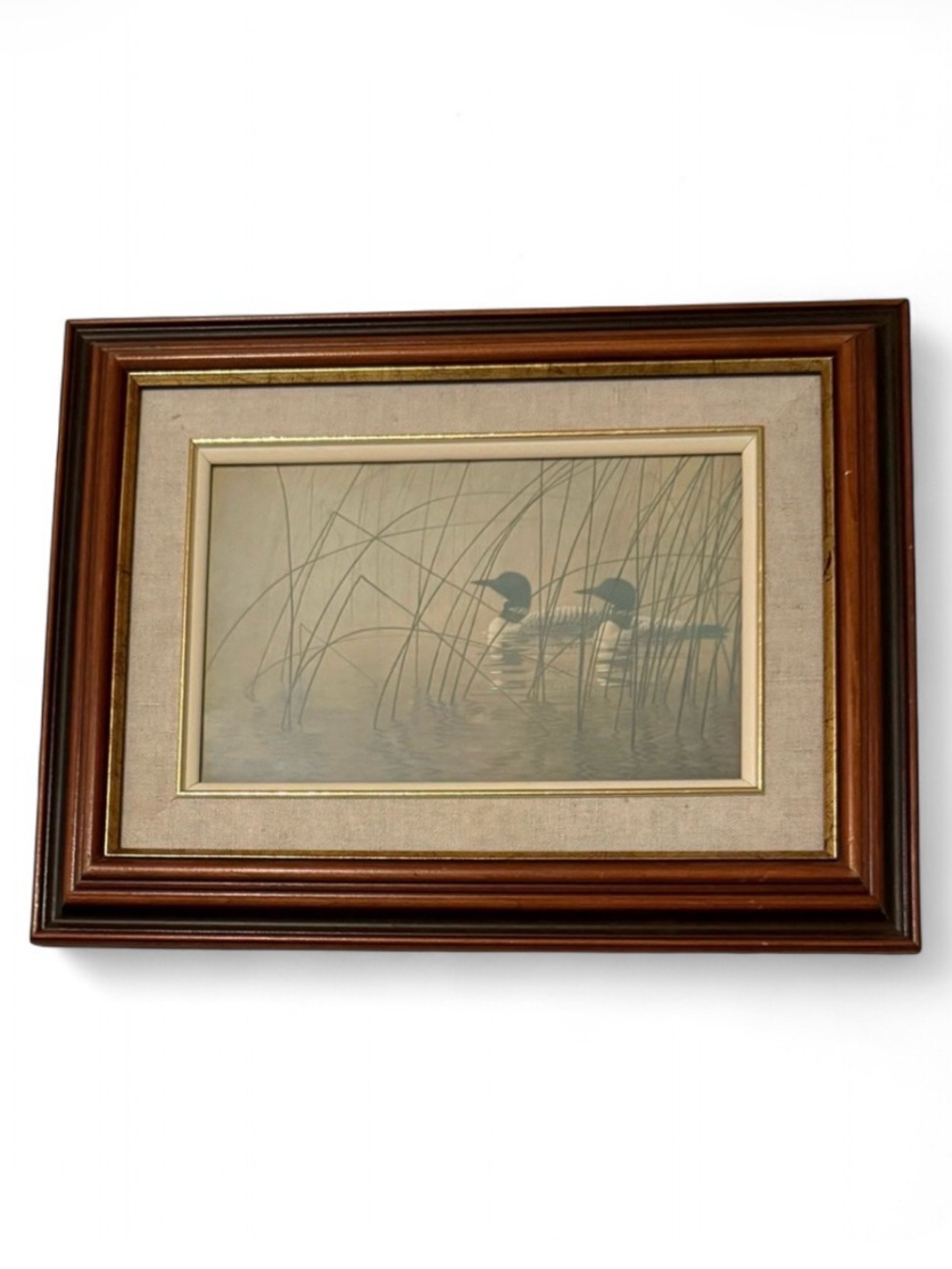 Vintage Robert Bateman Misty Morning Loons Framed Print
